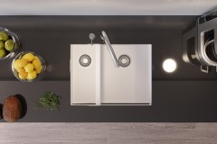 Arizona 1.5 Göz Alttan Yapıştırma Beyaz Granit Evye