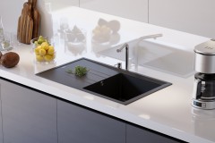Atlantis Tek Göz Siyah Damlalıklı Granit Evye