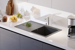 Atlantis Tek Göz Antrasit Gri Damlalıklı Granit Evye