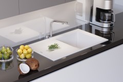 Atlantis Tek Göz Beyaz Damlalıklı Granit Evye