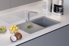 Atlantis Tek Göz Gri Damalıklı Granit Eviye