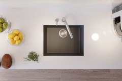 Petra Tek Göz Antrasit Gri Granit Evye