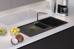 Roma 1.5 Göz Siyah Damlalıklı Granit Evye