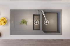 Zeugma 1.5 Göz Damlalıklı  Gri Granit Evye