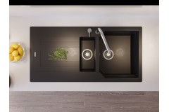 Zeugma 1.5 Göz Damlalıklı Siyah Granit Evye