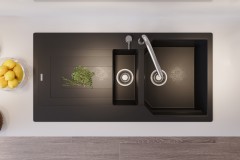 Zeugma 1.5 Göz Damlalıklı Siyah Granit Evye