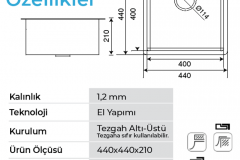 Stella 4444 Bakır  Çelik Evye