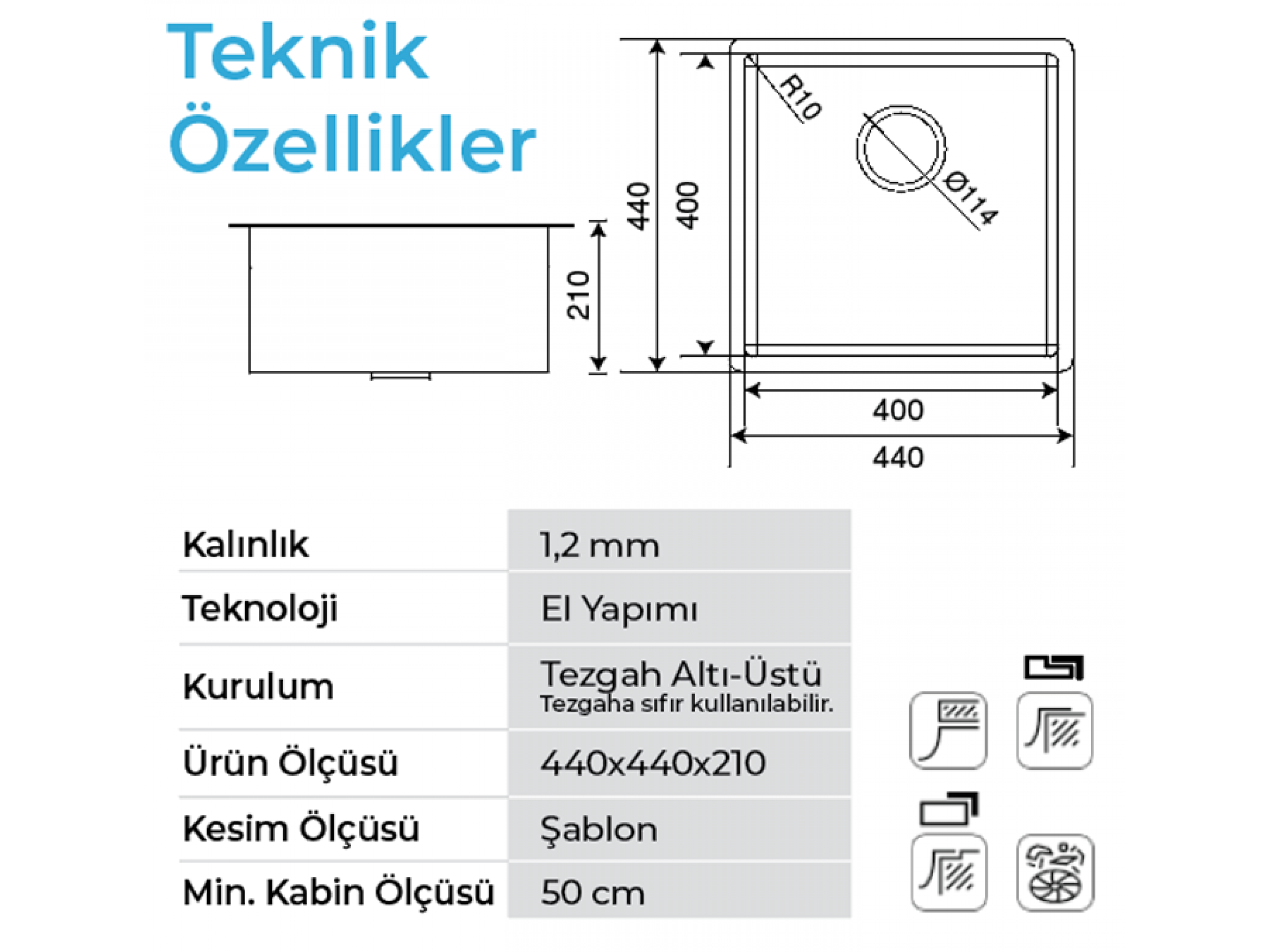 Stella 4444 Bakır  Çelik Evye