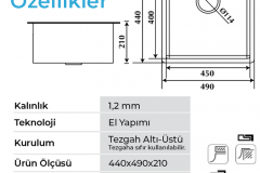Stella 4449 Bakır Çelik Evye