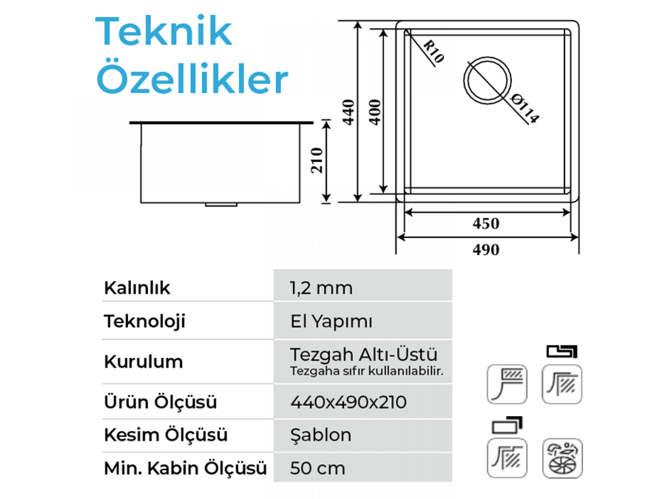 Stella 4449 Bakır Çelik Evye
