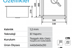 Stella 4454 Bakır  Çelik Evye