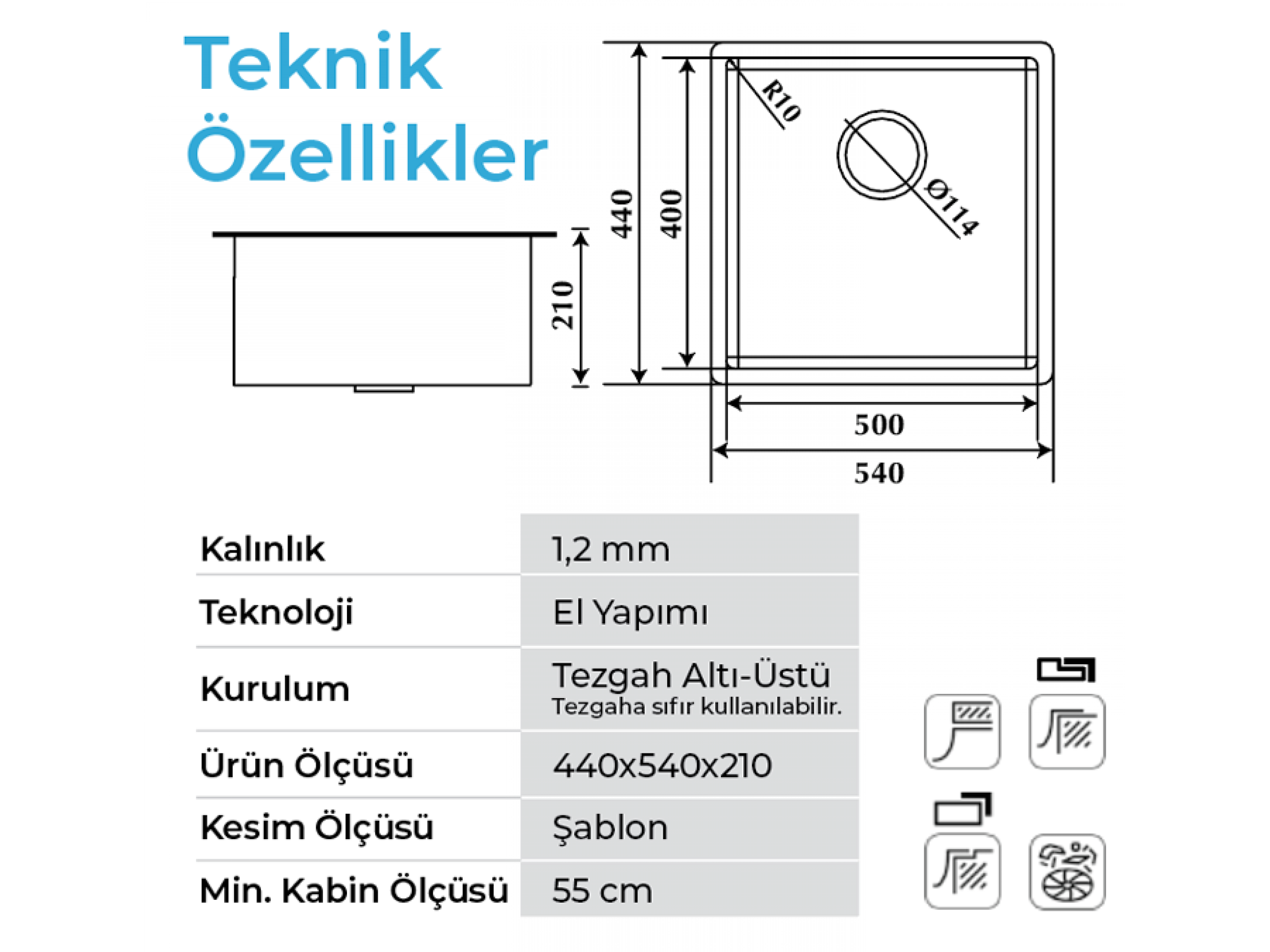 Stella 4454 Bakır  Çelik Evye