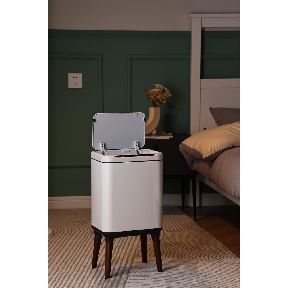 Mase Mode Sensörlü Akıllı Çöp Kutusu Koku Önlemeli Ahşap Ayaklı MAS9710W-9L 