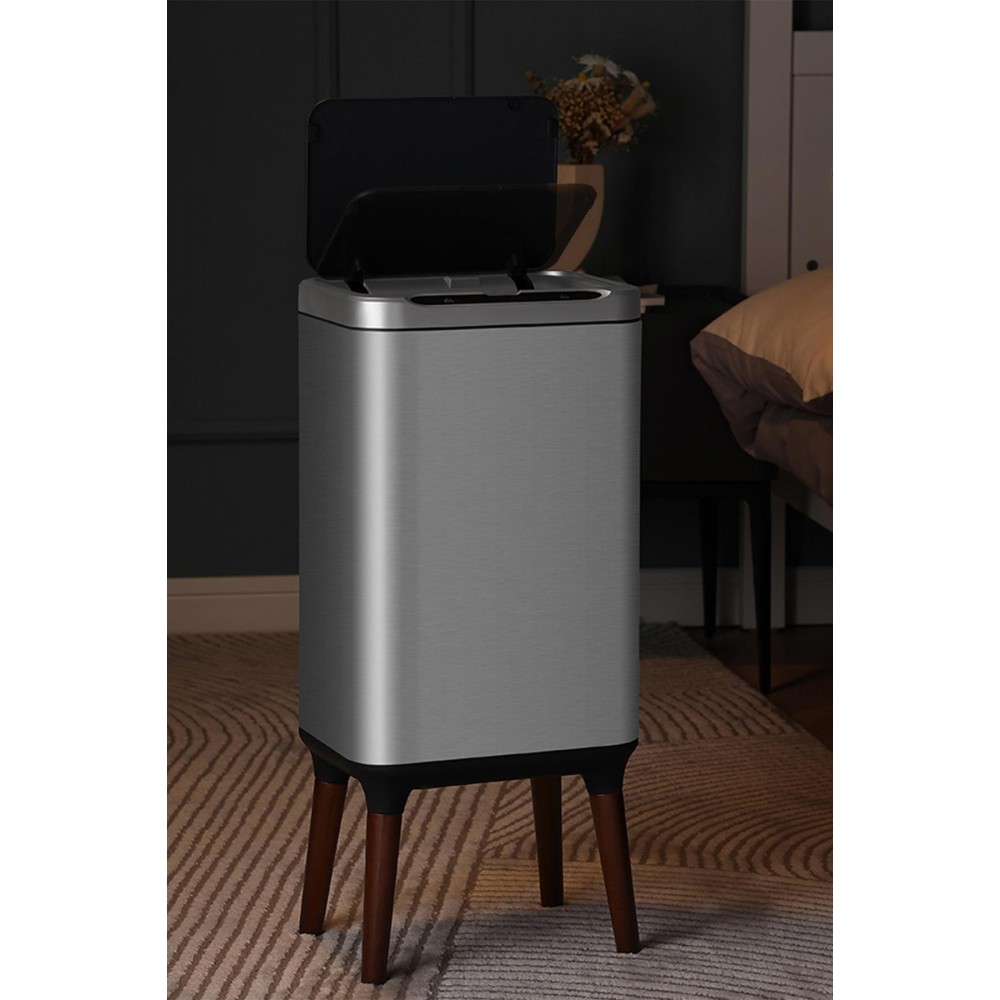 Mase Mode Sensörlü Akıllı Çöp Kutusu Koku Önlemeli Ahşap Ayaklı MAS9711S-13L 