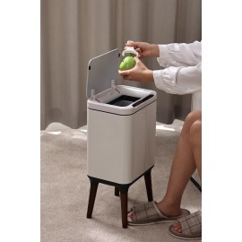 Mase Mode Sensörlü Akıllı Çöp Kutusu Koku Önlemeli Ahşap Ayaklı MAS9710W-9L 