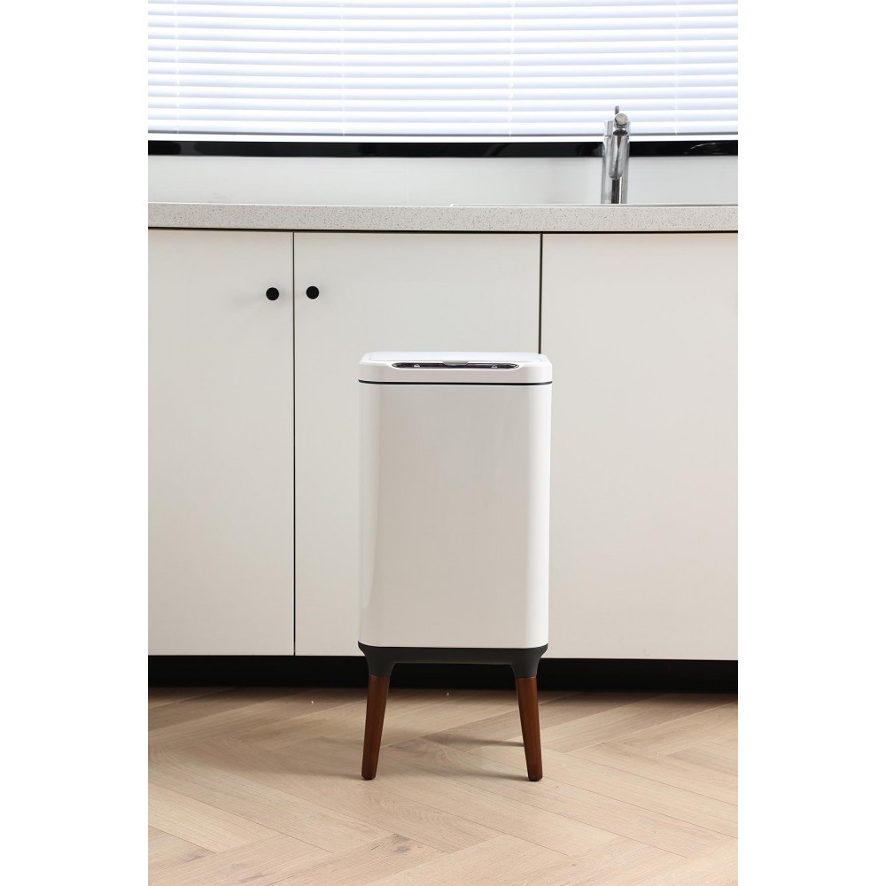 Mase Mode Sensörlü Akıllı Çöp Kutusu Koku Önlemeli Ahşap Ayaklı MAS9711W-13L 