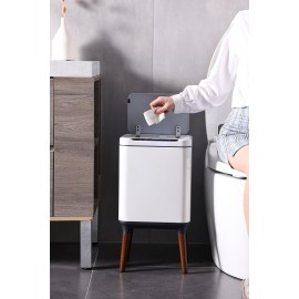 Mase Mode Sensörlü Akıllı Çöp Kutusu Koku Önlemeli Ahşap Ayaklı MAS9710W-9L 