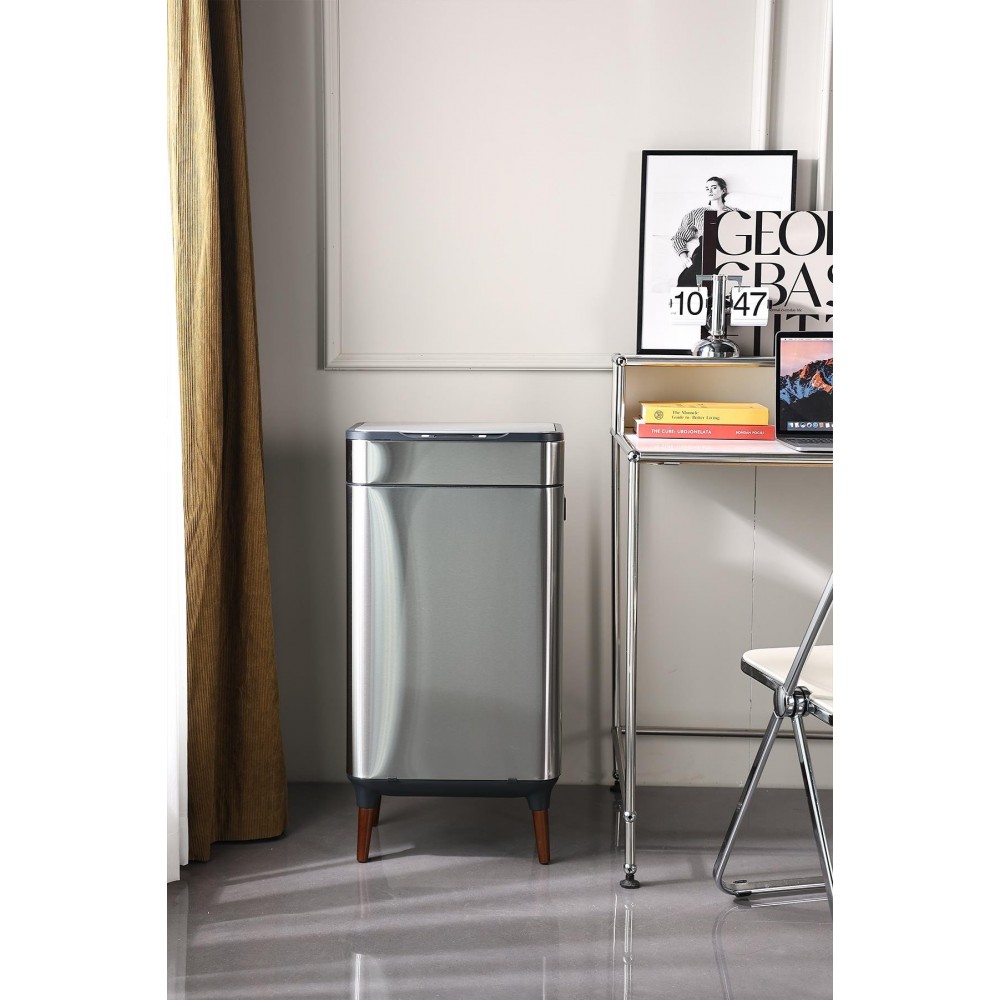 Mase Mode Sensörlü Akıllı Çöp Kutusu Koku Önlemeli Ahşap Ayaklı MAS5525-40L 