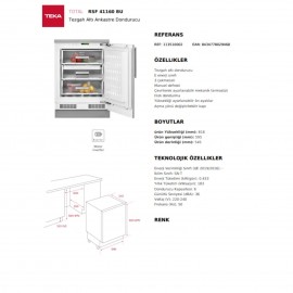 Teka Tezgah Altı Ankastre Dondurucu RSF 41160 BU 
