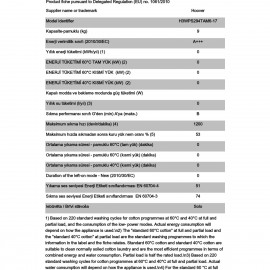 H-WASH 350  9 Kg Beyaz 1200 devir Hoover Çamaşır Makinesi