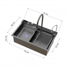 Asil Krom Dijital Şelale Eviye Füme Renk