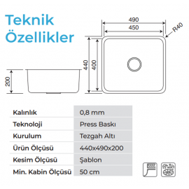 Crauf Lavello 3050 Çelik Eviye