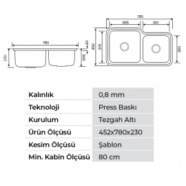 Crauf Lavello 3078 Çelik Eviye