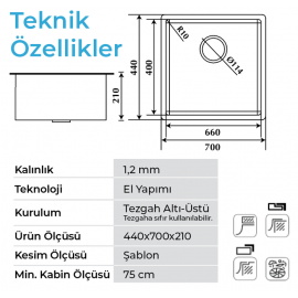 Crauf Stella 4470 Çelik Eviye