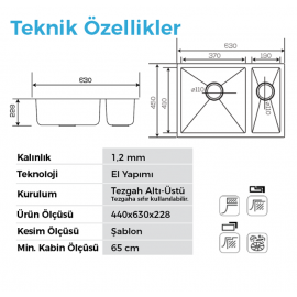 Crauf Stella 4563 1.5 Göz Çelik Evye