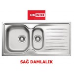 Fusion 100 1.5 Gözlü Sağ Damlalık Mikro Keten Çelik Eviye