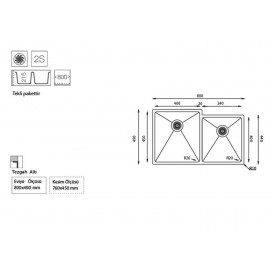 Ukinox ME 400.60.40 Küçük Göz Sağda Tezgah Altı Mutfak Eviyesi