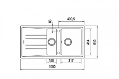 Teka Stone 60 B-TG Beyaz Granit Evye